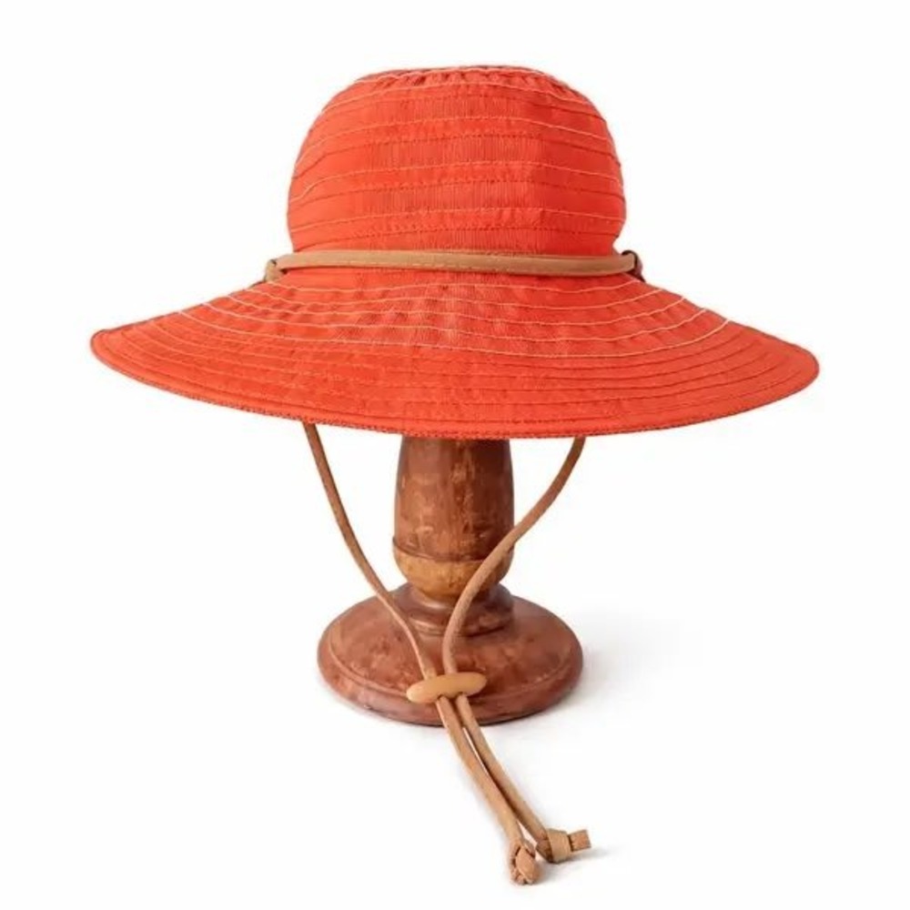 Kallina Sun Hat Orange UPF 50+ Wide Brim Adjustable Strap Womens Resort Beach OS